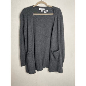 Magaschoni Gray/Black 100% Cashmere Open Front Long Duster Cardigan Women Large